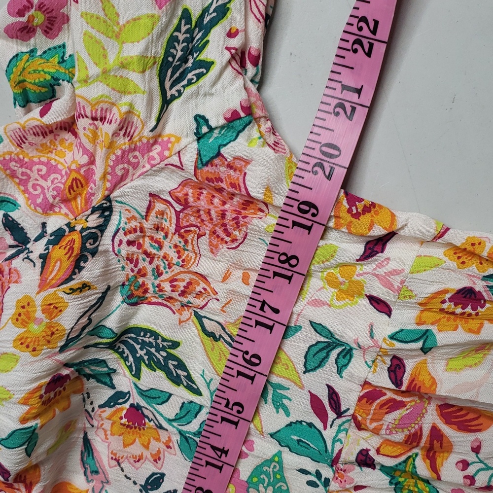 Old Navy Womens Babydoll Tropical Print Blouse Top Size L Travel Bohemian Vacay - Picture 12 of 16